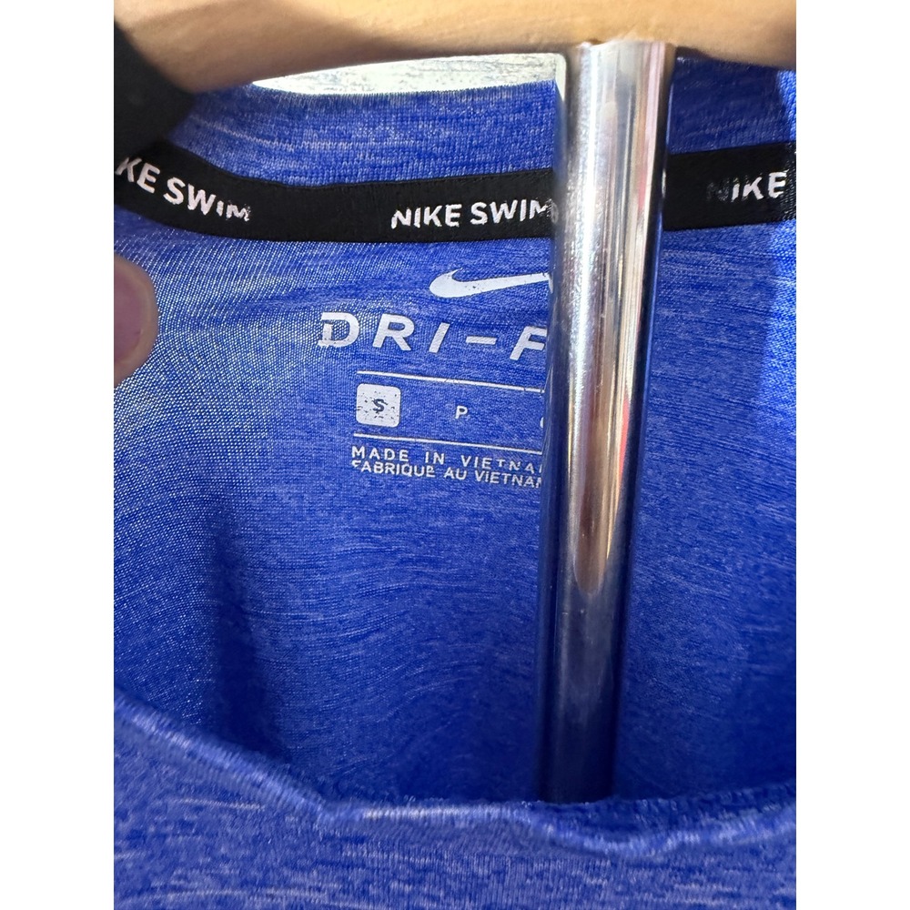 Nike Swim Dri-FIT Shirt Small Blue Excellent Heathered UPF Short Sleeve Tee - Picture 4 of 5